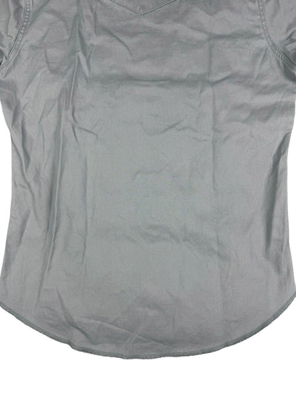 Wrangler Grey Cowboy Cut Pearl Snap Firm Twill Work Shirt Medium
