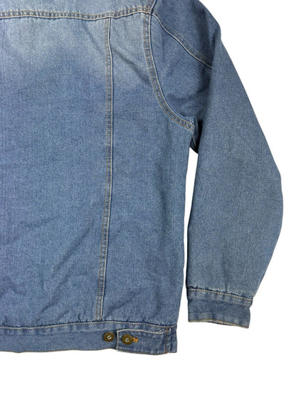 Brooklyn Cloth Retro Blue Shearling Lined Trucker Jacket Large