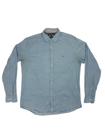 Tommy Hilfiger Blue Polka Dot Collared Shirt Large