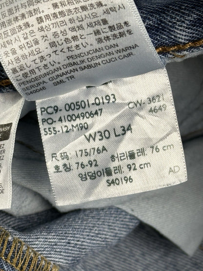 Levi's 501 Blue Straight Leg Denim Jeans 30W 34L