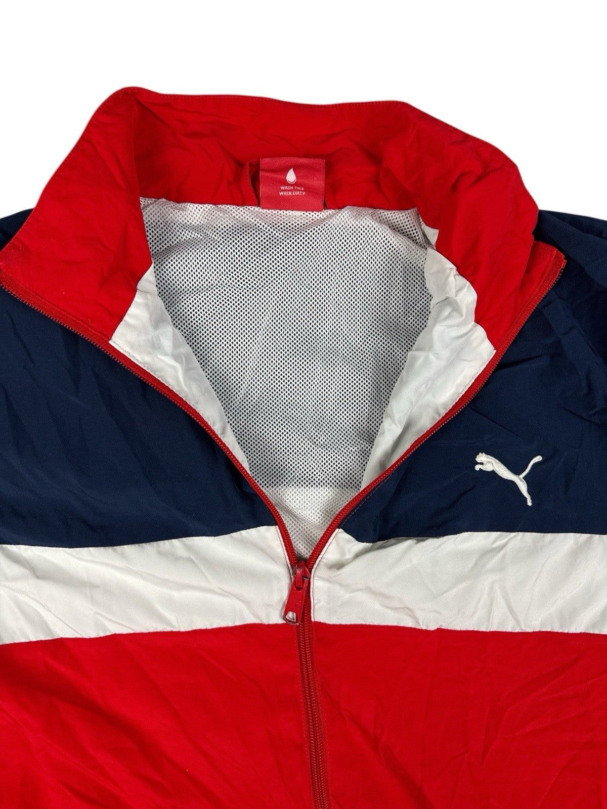 Puma Retro Red Colourblock Zip Track Jacket Large