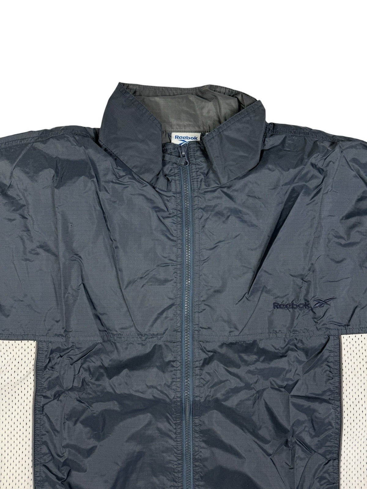 Reebok Retro Blue Nylon Zip Y2K Track Jacket Windbreaker Large