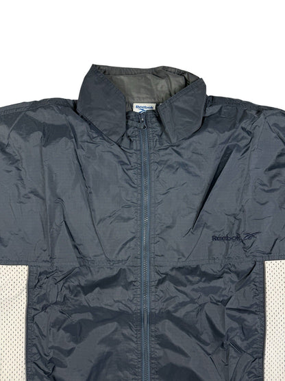 Reebok Retro Blue Nylon Zip Y2K Track Jacket Windbreaker Large