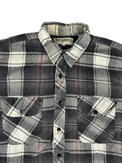 Wilderness Vintage Grey Plaid Quilted Lined Shirt Large