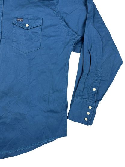 Wrangler Teal Blue Cowboy Cut Western Snap Twill Shirt XL
