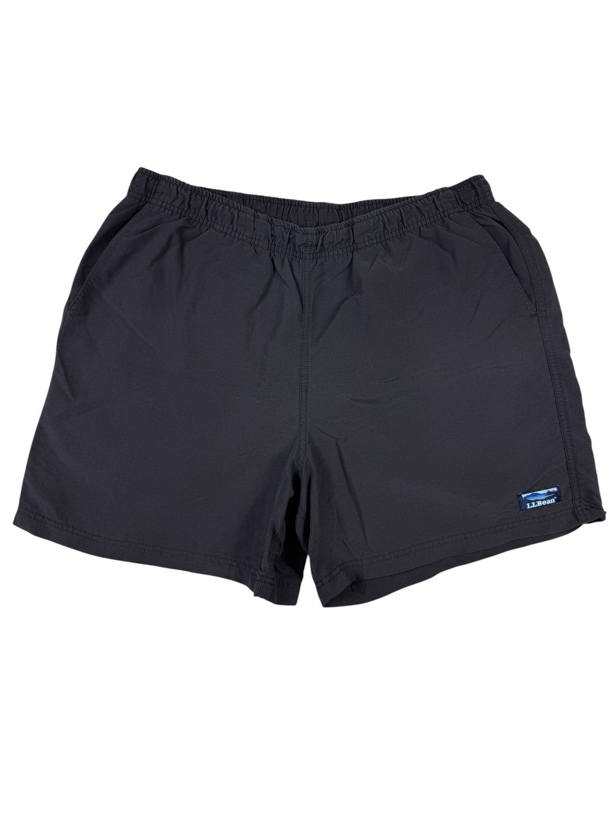 L.L. Bean Black Supplex Nylon Sport Swim Shorts Trunks Large