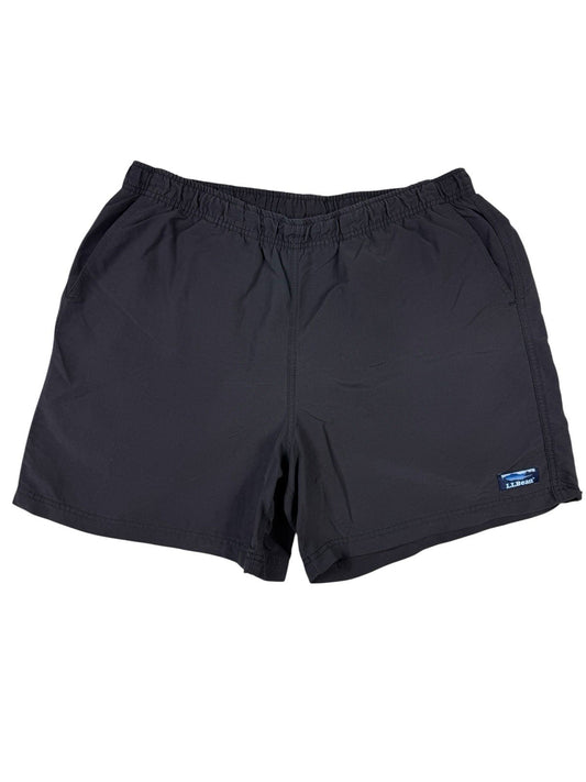 L.L. Bean Black Supplex Nylon Sport Swim Shorts Trunks Large