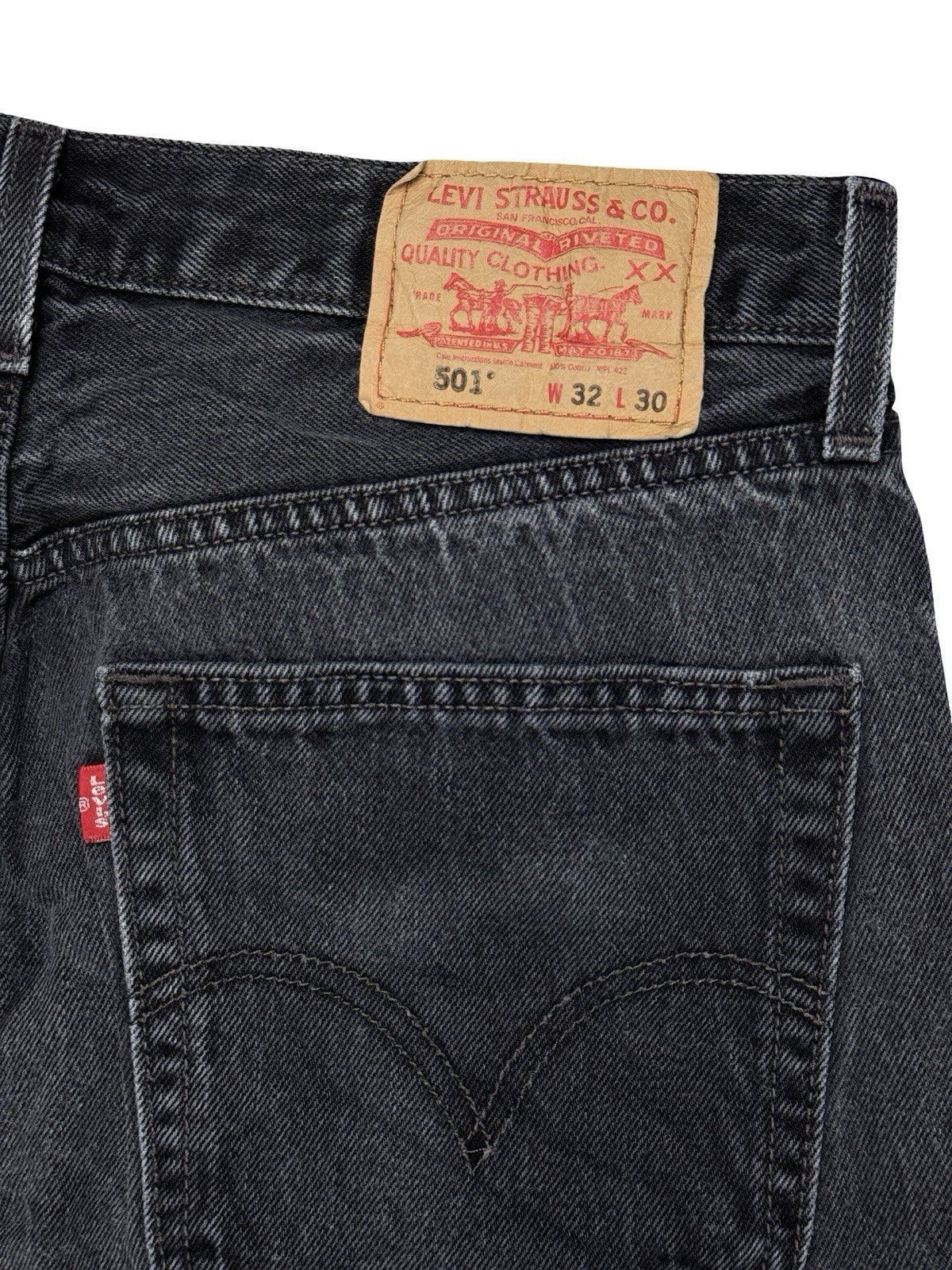 Levi's 501 Black Faded Retro Straight Leg Denim Jeans 32W 30L