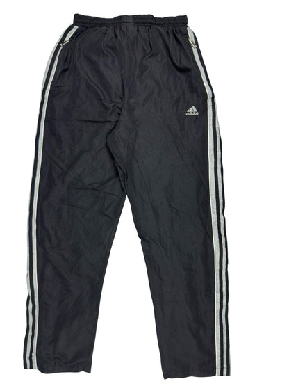 Adidas Vintage Lined Black Polyester Tracksuit Bottoms Pant Trousers Large