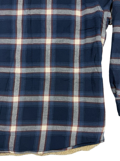 Wrangler Blue Plaid Fleece Lined Shirt Jacket Large