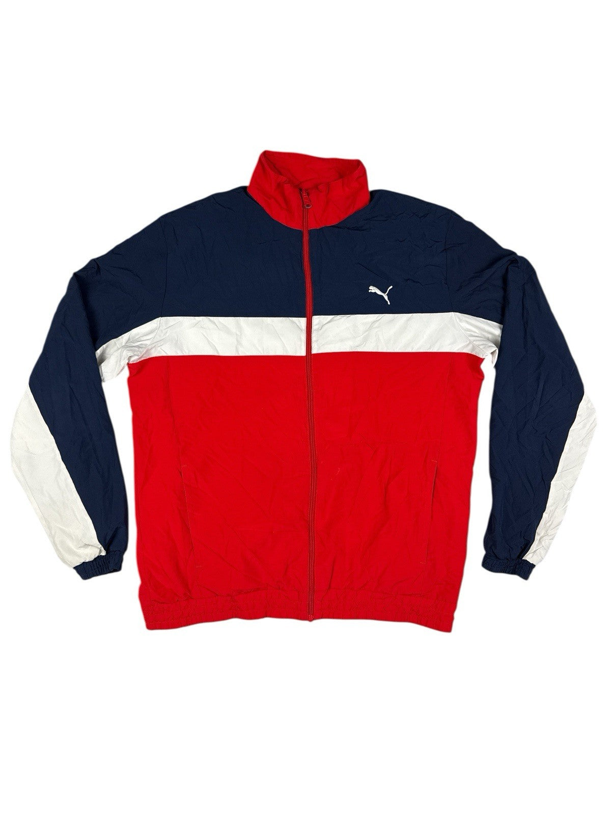 Puma Retro Red Colourblock Zip Track Jacket Large