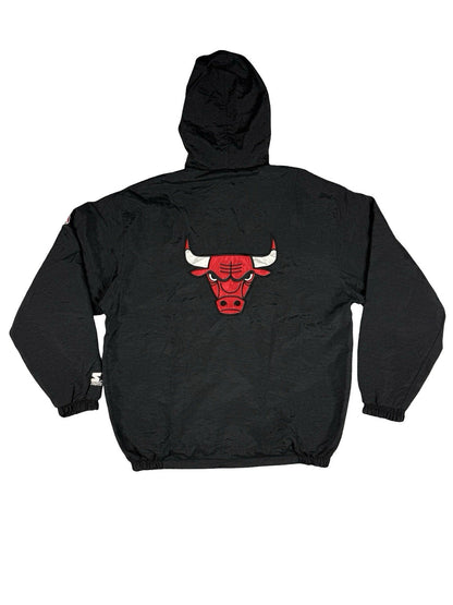 Starter Vintage 90s Black Chicago Bulls NBA Zip Windbreaker Track Jacket Medium