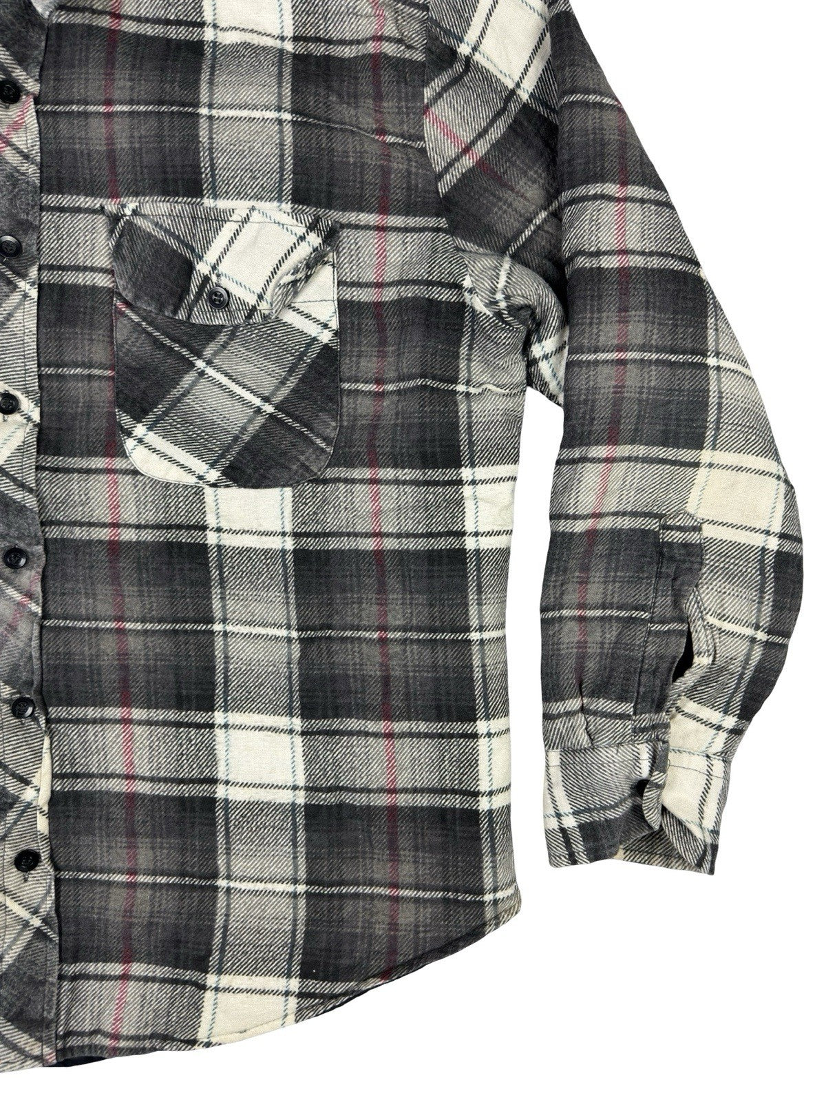 Wilderness Vintage Grey Plaid Quilted Lined Shirt Large