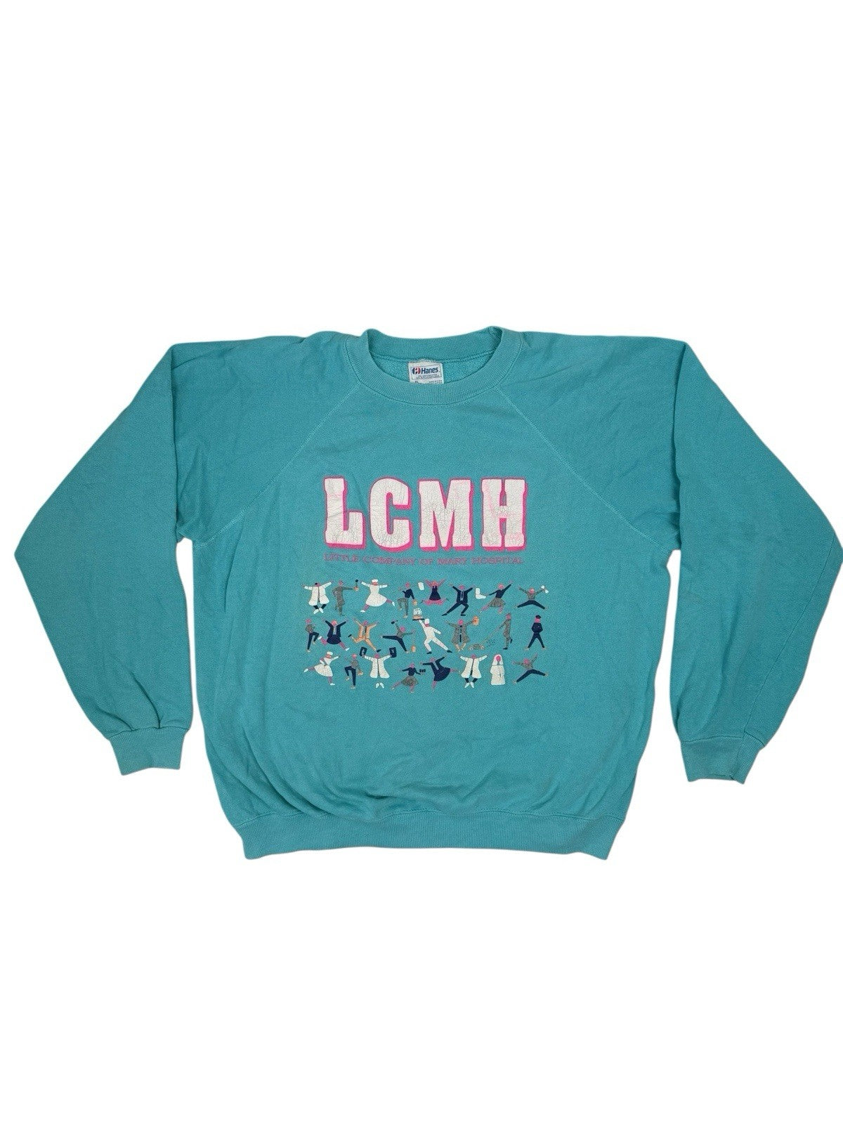 LCMH Mary Hospital Vintage Blue Printed Hanes Jumper XL