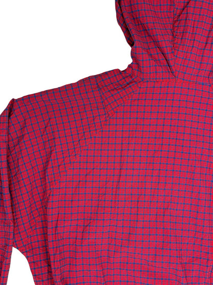 LL Bean Vintage Red Plaid Pullover Hooded Poncho Large