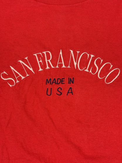 Vintage Red Cotton Embroidered San Francisco Top XL