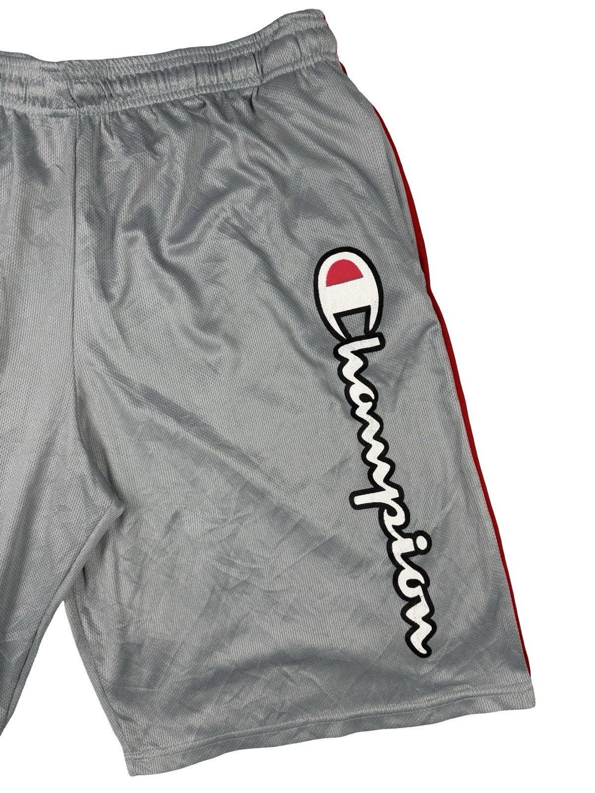 Champion Grey Polyester Spell Out Logo Basketball Sport Shorts Large