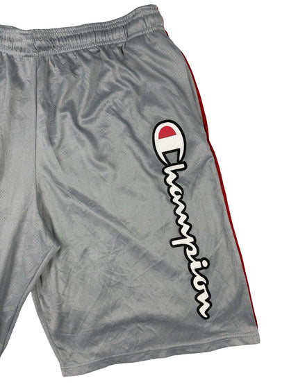 Champion Grey Polyester Spell Out Logo Basketball Sport Shorts Large