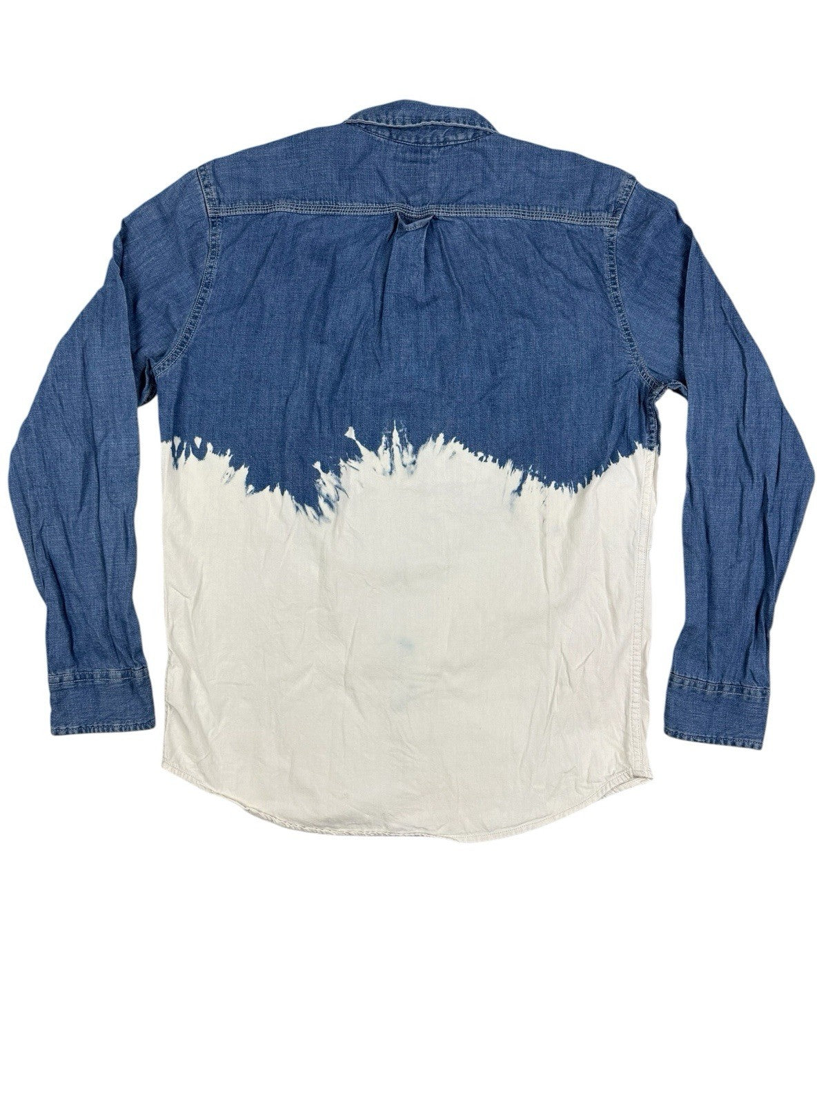 Levi's Blue White Bleach Pattern Denim Collared Long Sleeve Shirt Medium