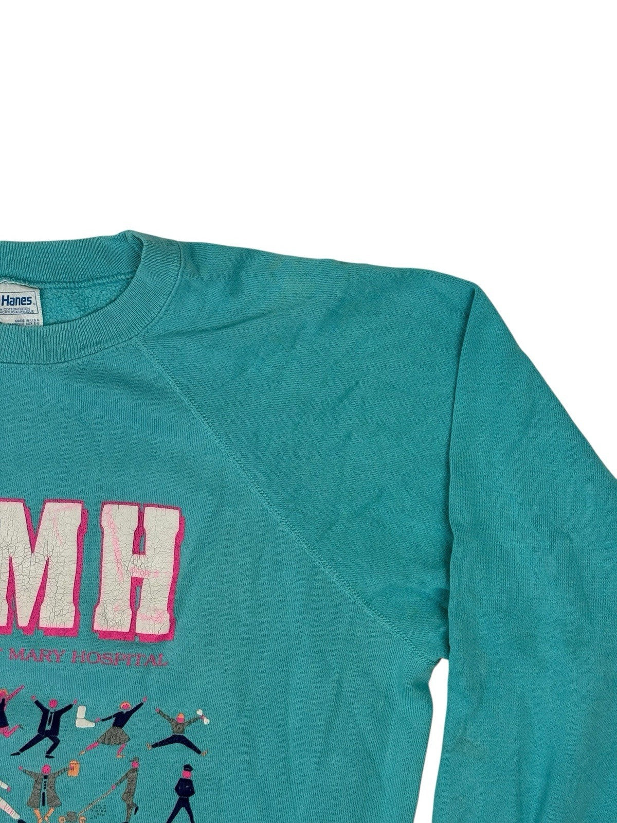 LCMH Mary Hospital Vintage Blue Printed Hanes Jumper XL