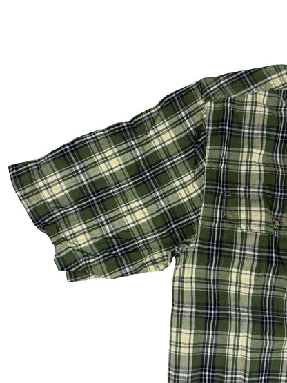 Carhartt Green Plaid Cotton Short Sleeve Flannel Shirt Small
