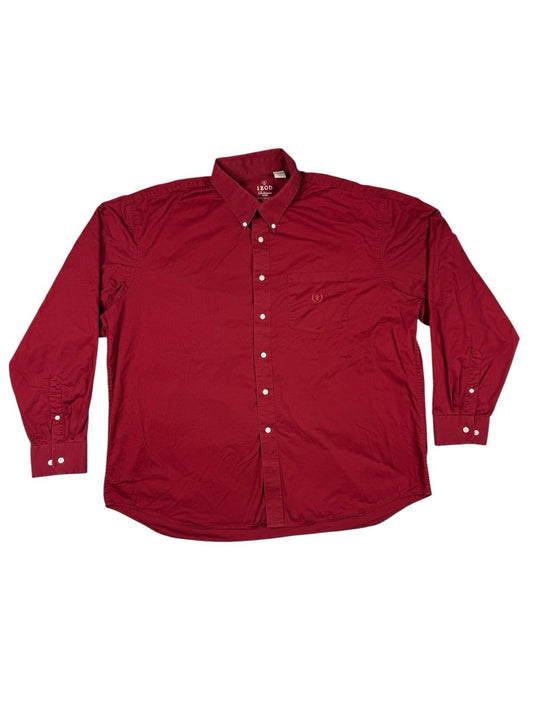 IZOD Retro Red Button Up Collared Shirt 2XL