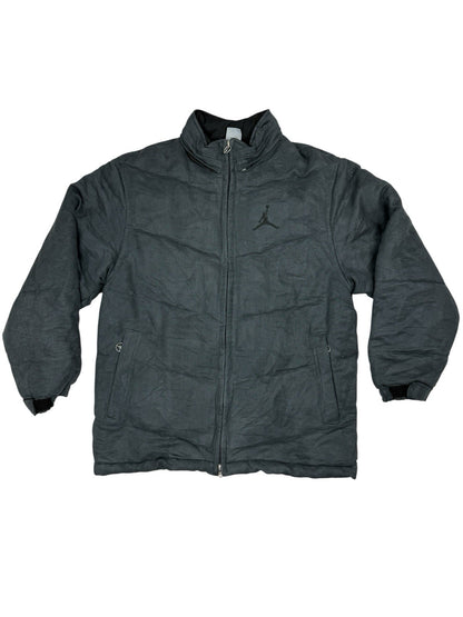 Nike Air Jordan Retro Grey Plaid Lined Puffer Jacket Small