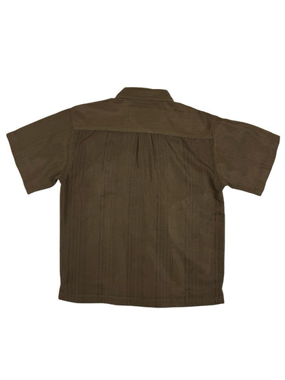 Dickies Striped Brown Polyester Button Shirt Youth Medium (age 8)