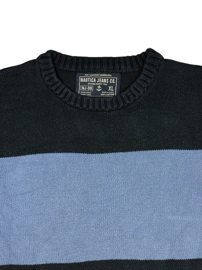 Nautica Retro Blue Striped Cotton Jumper XL