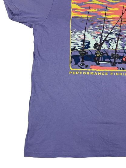 Columbia PFG Purple Fishing Print Cotton Top Large