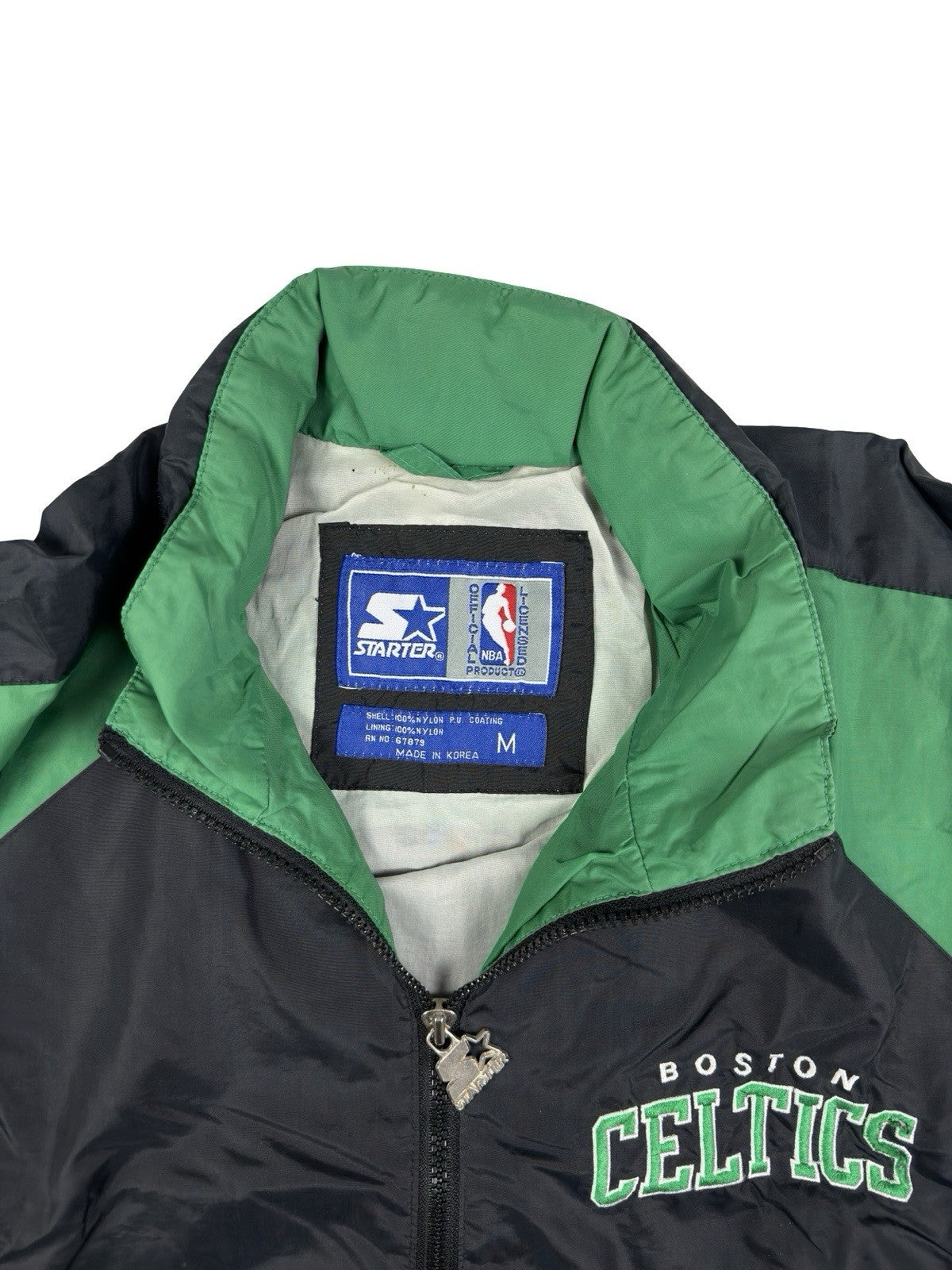 NFL Vintage Starter Boston Celtics Black Windbreaker Jacket Medium Made in Korea