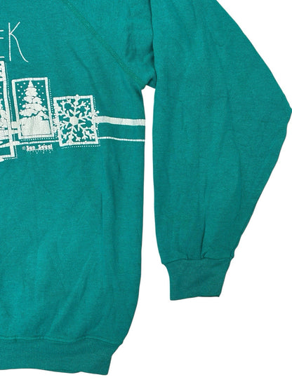 Vintage Green Printed Christmas Graphic Jumper XL