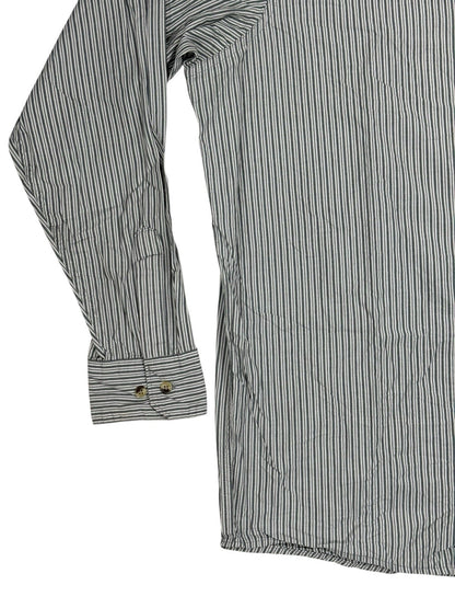 Wrangler Grey Striped Collared Cotton Shirt XL