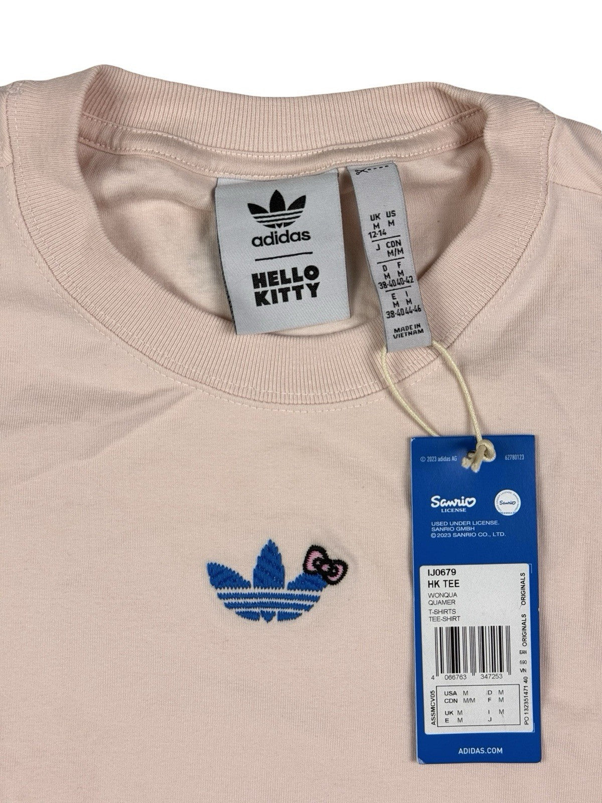 Adidas Originals x Hello Kitty Pink Trefoil Bow Women's Top New