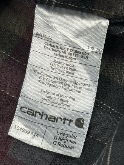 Carhartt Rugged Flex Relaxed Fit Purple Plaid Flannel Shirt Large