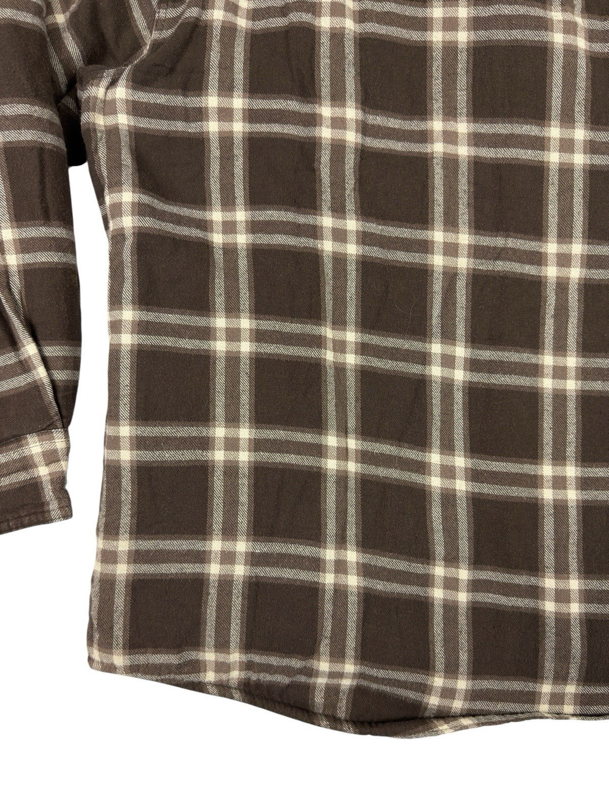 Wrangler Brown Plaid Shearling Fleece Lined Shirt Jacket Medium
