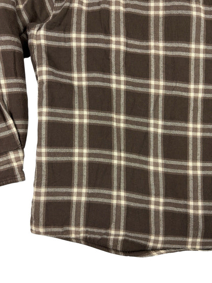 Wrangler Brown Plaid Shearling Fleece Lined Shirt Jacket Medium