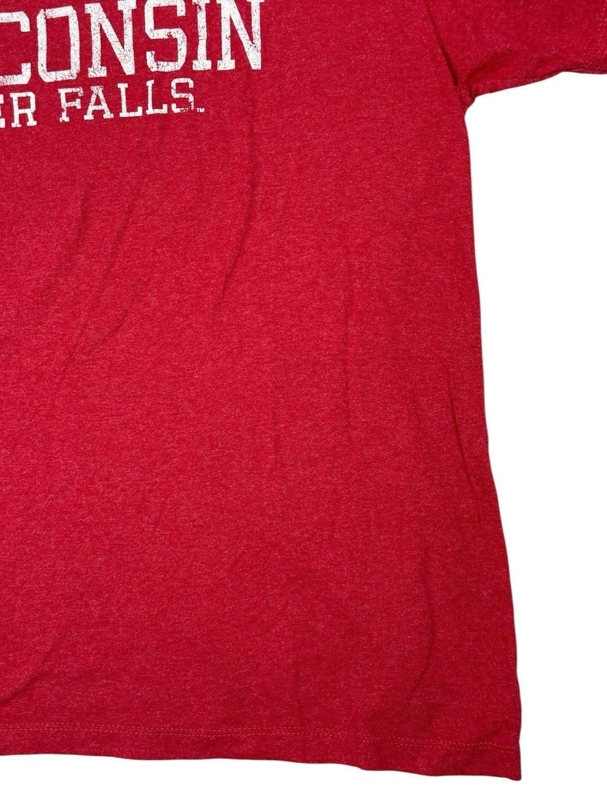 University of Wisconsin Red Distressed Print American College Top T-Shirt Large