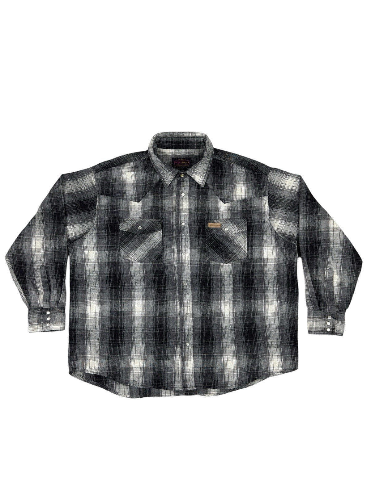 Hickory Shirt Retro Grey Plaid Pearl Snap Western Shirt 2XL