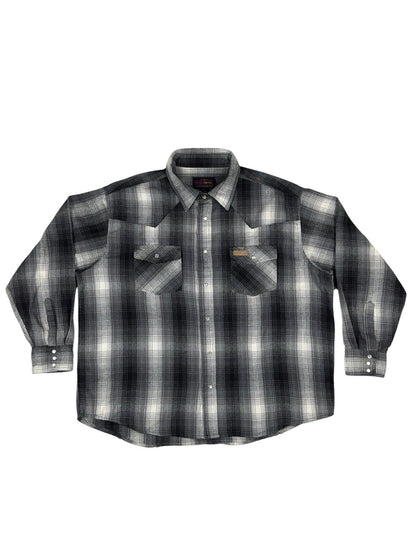 Hickory Shirt Retro Grey Plaid Pearl Snap Western Shirt 2XL