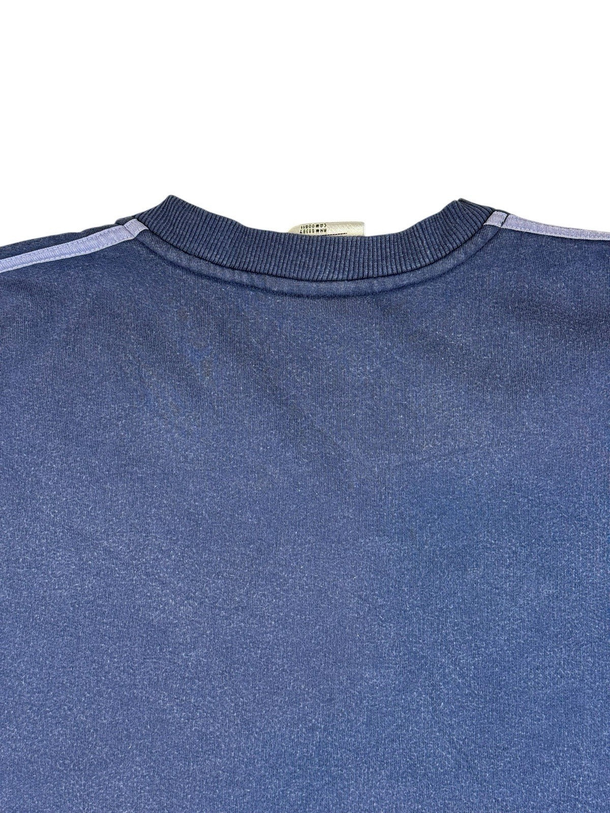Adidas Vintage Blue Striped V-Neck Jumper Large