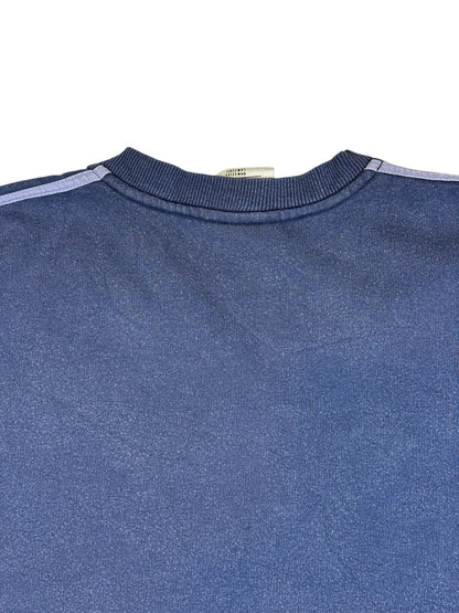 Adidas Vintage Blue Striped V-Neck Jumper Large