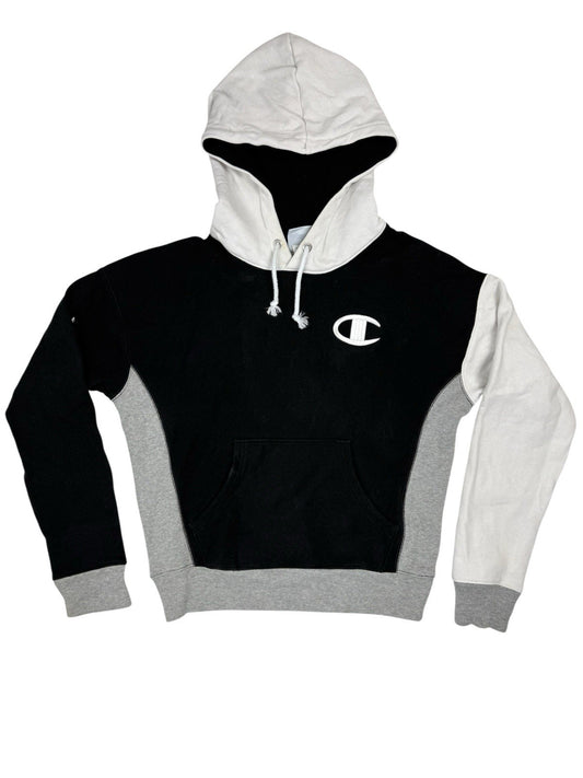 Champion Black Embroidered Colourblock Retro Hoodie Small