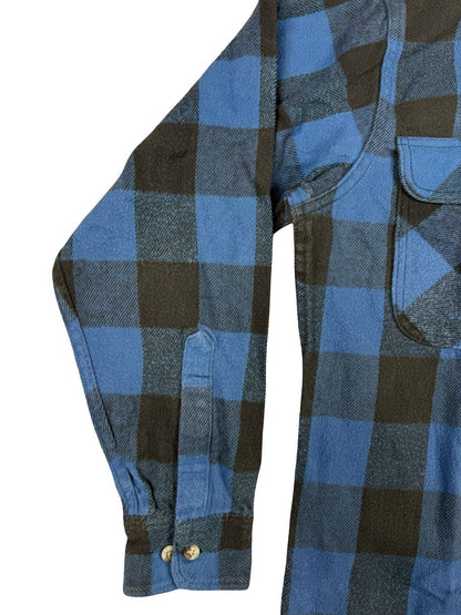Fieldmaster Vintage Faded Blue Plaid Cotton Lumberjack Grunge Shirt Medium USA