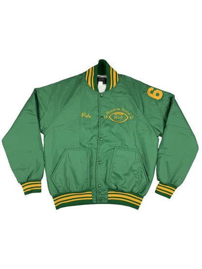 Vintage Green Insulated MVP American Football Letterman Jacket Medium