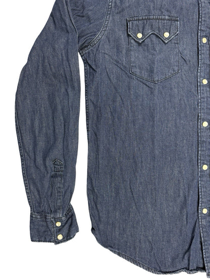 Levi's Blue Pearl Snap Western Denim Shirt Large