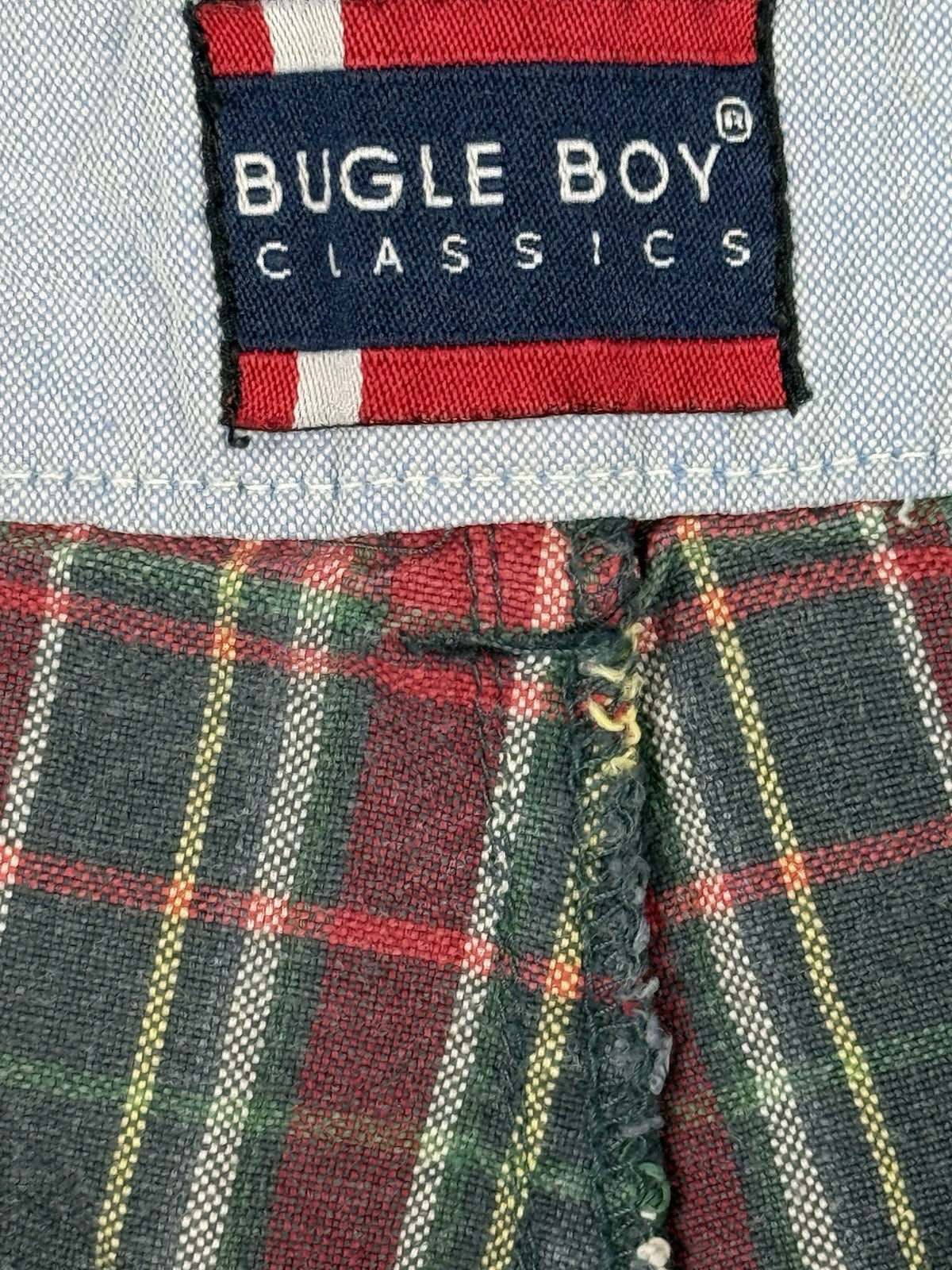 Bugle Boy Vintage Multi Plaid Cotton 90's Shorts 34W