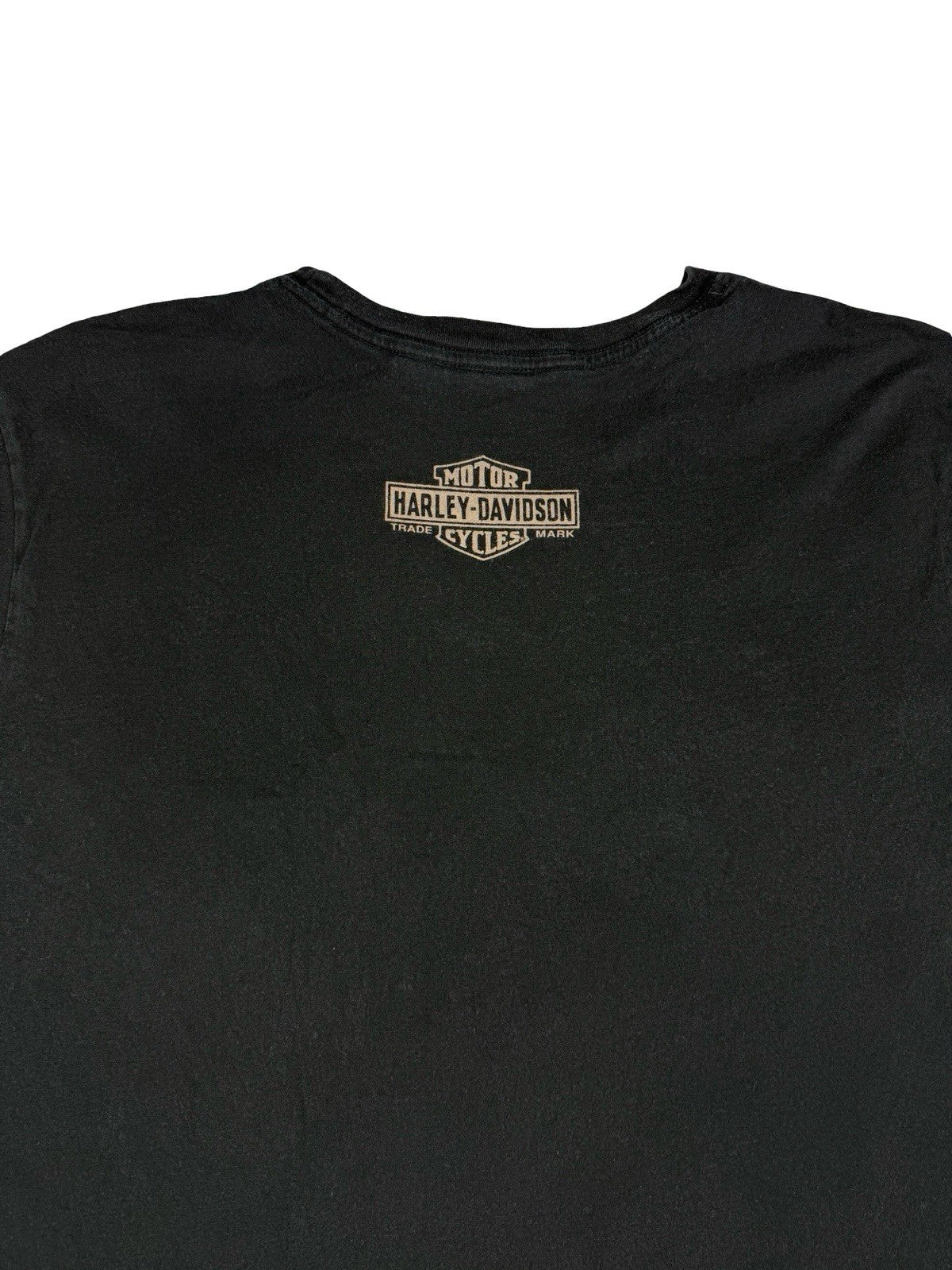 Harley Davidson Black Motorcycle Flag Print Cotton Top XL