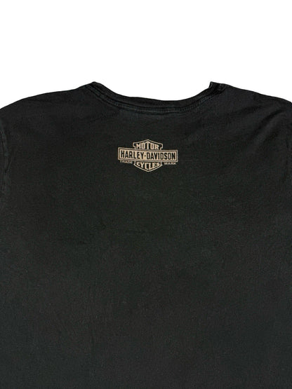 Harley Davidson Black Motorcycle Flag Print Cotton Top XL