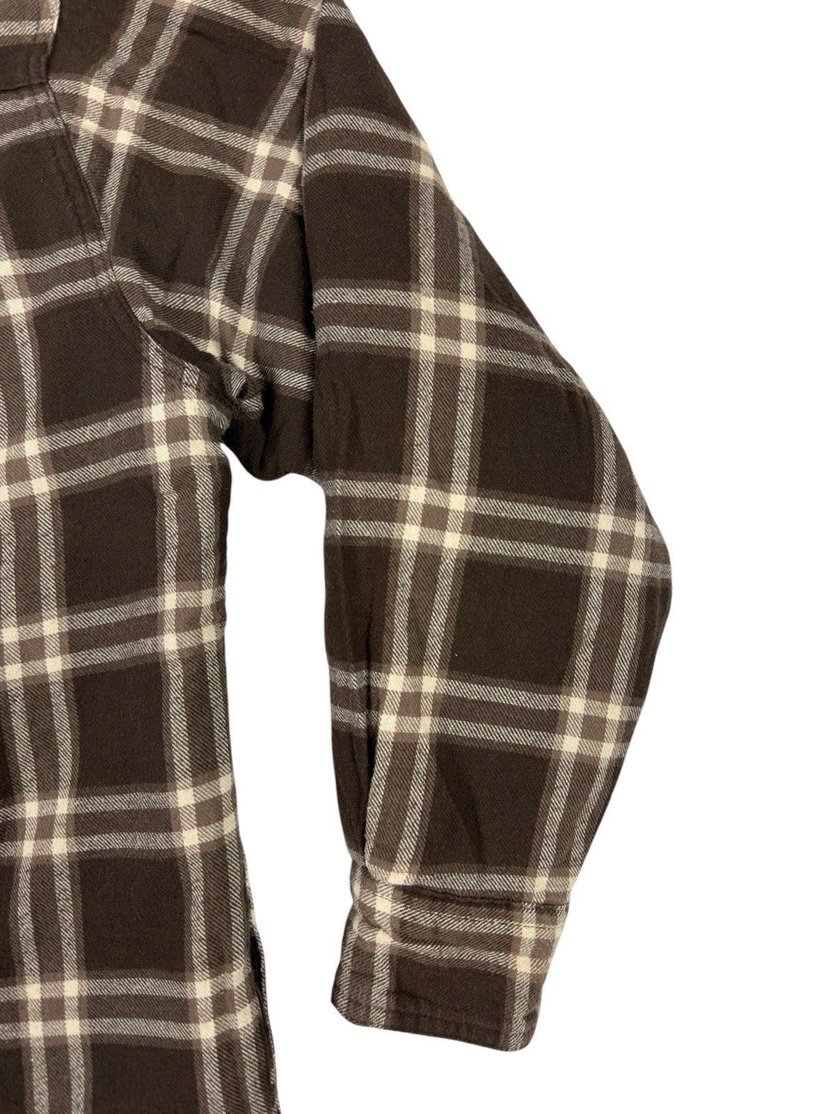 Wrangler Brown Plaid Shearling Fleece Lined Shirt Jacket Medium